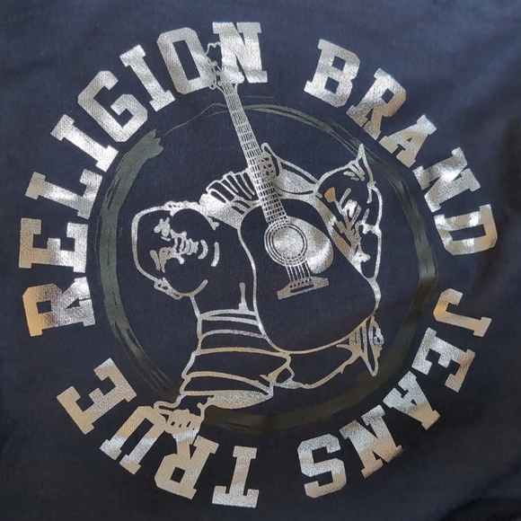 NWT True Religion Blue Large Zip Up Draw String Hoodie - Picture 9 of 9